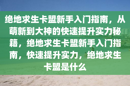 绝地求生卡盟新手入门指南，从萌新到大神的快速提升实力秘籍，绝地求生卡盟新手入门指南，快速提升实力，绝地求生卡盟是什么