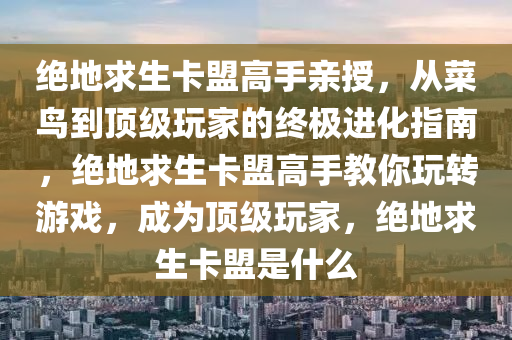 绝地求生卡盟高手亲授,从菜鸟到顶级玩家的终极进化指南,绝地求生卡盟高手教你玩转游戏,成为顶级玩家,绝地求生卡盟是什么