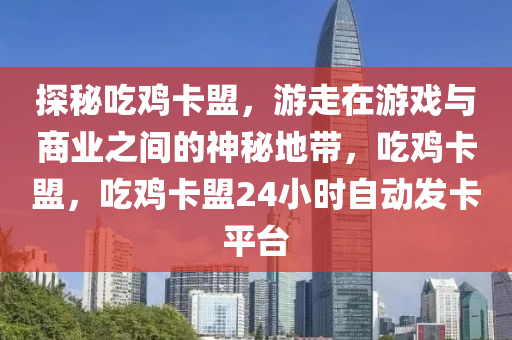 探秘吃鸡卡盟，游走在游戏与商业之间的神秘地带，吃鸡卡盟，吃鸡卡盟24小时自动发卡平台