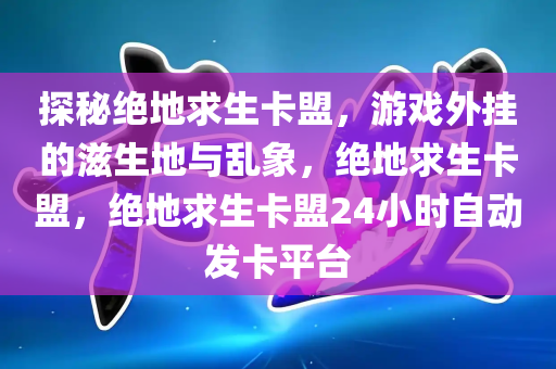 探秘绝地求生卡盟，游戏外挂的滋生地与乱象，绝地求生卡盟，绝地求生卡盟24小时自动发卡平台