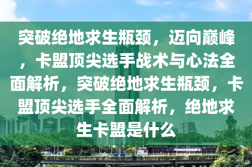 突破绝地求生瓶颈，迈向巅峰，卡盟顶尖选手战术与心法全面解析，突破绝地求生瓶颈，卡盟顶尖选手全面解析，绝地求生卡盟是什么