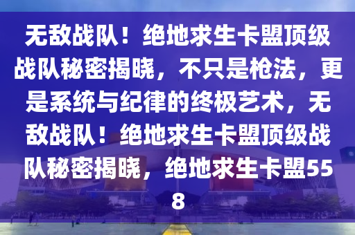 无敌战队！绝地求生卡盟顶级战队秘密揭晓，不只是枪法，更是系统与纪律的终极艺术，无敌战队！绝地求生卡盟顶级战队秘密揭晓，绝地求生卡盟558