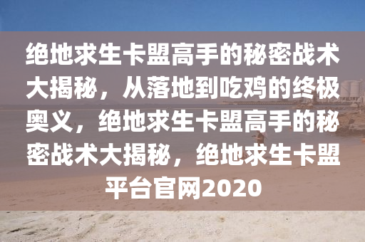 绝地求生卡盟高手的秘密战术大揭秘，从落地到吃鸡的终极奥义，绝地求生卡盟高手的秘密战术大揭秘，绝地求生卡盟平台官网2020