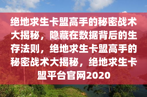 绝地求生卡盟高手的秘密战术大揭秘，隐藏在数据背后的生存法则，绝地求生卡盟高手的秘密战术大揭秘，绝地求生卡盟平台官网2020