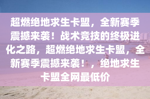 超燃绝地求生卡盟，全新赛季震撼来袭！战术竞技的终极进化之路，超燃绝地求生卡盟，全新赛季震撼来袭！，绝地求生卡盟全网最低价