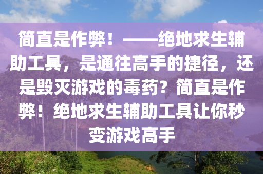 简直是作弊！——绝地求生辅助工具，是通往高手的捷径，还是毁灭游戏的毒药？简直是作弊！绝地求生辅助工具让你秒变游戏高手
