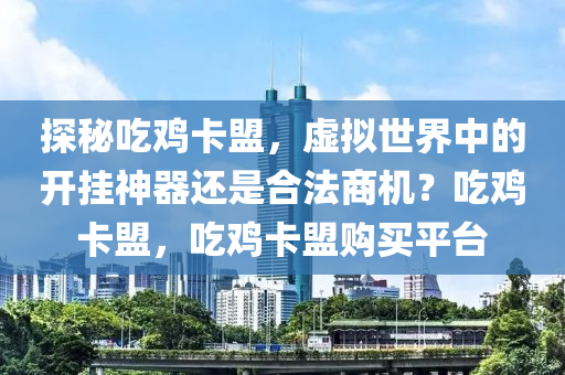探秘吃鸡卡盟，虚拟世界中的开挂神器还是合法商机？吃鸡卡盟，吃鸡卡盟购买平台