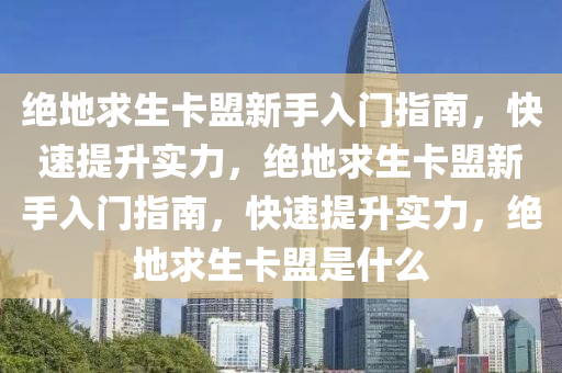 绝地求生卡盟新手入门指南，快速提升实力，绝地求生卡盟新手入门指南，快速提升实力，绝地求生卡盟是什么