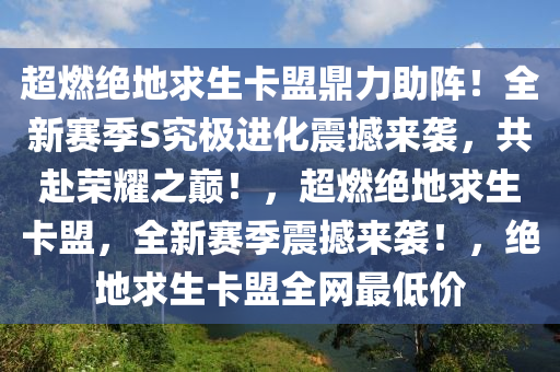 超燃绝地求生卡盟鼎力助阵！全新赛季S究极进化震撼来袭，共赴荣耀之巅！，超燃绝地求生卡盟，全新赛季震撼来袭！，绝地求生卡盟全网最低价