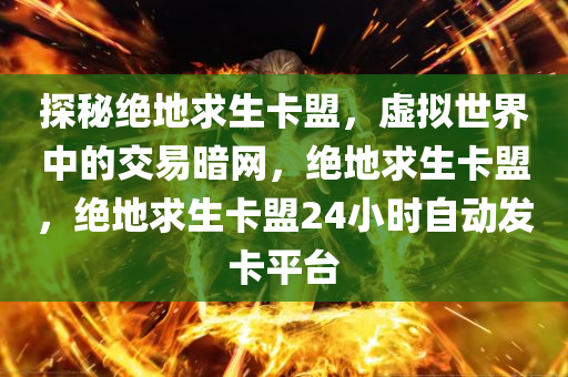 探秘绝地求生卡盟，虚拟世界中的交易暗网，绝地求生卡盟，绝地求生卡盟24小时自动发卡平台