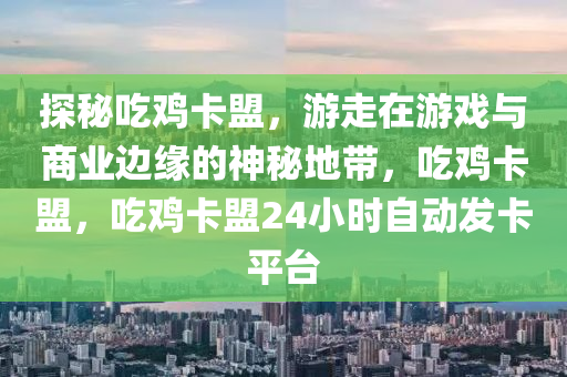 探秘吃鸡卡盟，游走在游戏与商业边缘的神秘地带，吃鸡卡盟，吃鸡卡盟24小时自动发卡平台