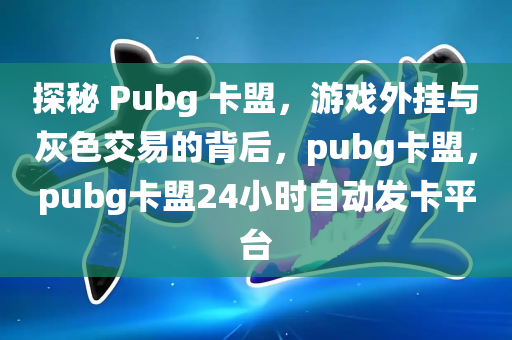 探秘 Pubg 卡盟，游戏外挂与灰色交易的背后，pubg卡盟，pubg卡盟24小时自动发卡平台