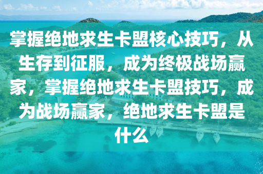 掌握绝地求生卡盟核心技巧，从生存到征服，成为终极战场赢家，掌握绝地求生卡盟技巧，成为战场赢家，绝地求生卡盟是什么