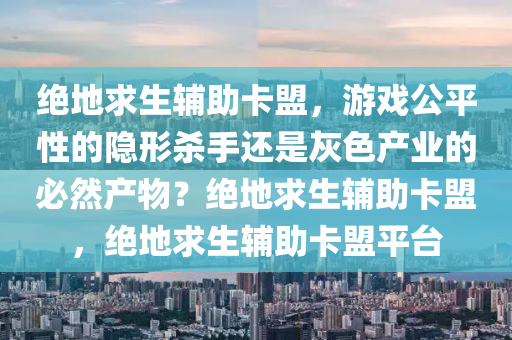 绝地求生辅助卡盟，游戏公平性的隐形杀手还是灰色产业的必然产物？绝地求生辅助卡盟，绝地求生辅助卡盟平台
