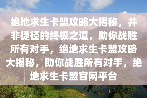 绝地求生卡盟攻略大揭秘，并非捷径的终极之道，助你战胜所有对手，绝地求生卡盟攻略大揭秘，助你战胜所有对手，绝地求生卡盟官网平台
