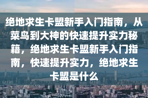 绝地求生卡盟新手入门指南，从菜鸟到大神的快速提升实力秘籍，绝地求生卡盟新手入门指南，快速提升实力，绝地求生卡盟是什么