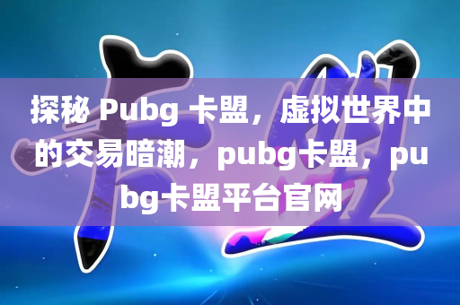 探秘 Pubg 卡盟，虚拟世界中的交易暗潮，pubg卡盟，pubg卡盟平台官网