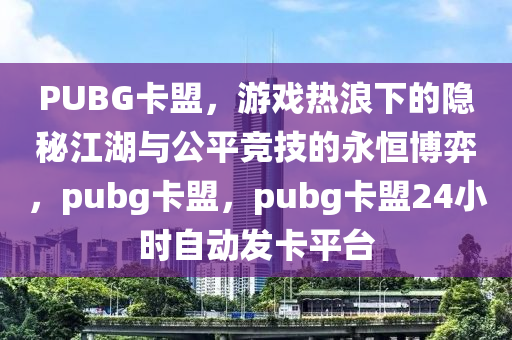 PUBG卡盟，游戏热浪下的隐秘江湖与公平竞技的永恒博弈，pubg卡盟，pubg卡盟24小时自动发卡平台