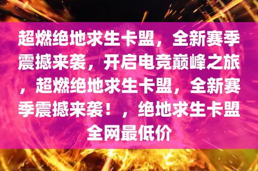 超燃绝地求生卡盟，全新赛季震撼来袭，开启电竞巅峰之旅，超燃绝地求生卡盟，全新赛季震撼来袭！，绝地求生卡盟全网最低价