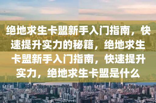 绝地求生卡盟新手入门指南，快速提升实力的秘籍，绝地求生卡盟新手入门指南，快速提升实力，绝地求生卡盟是什么