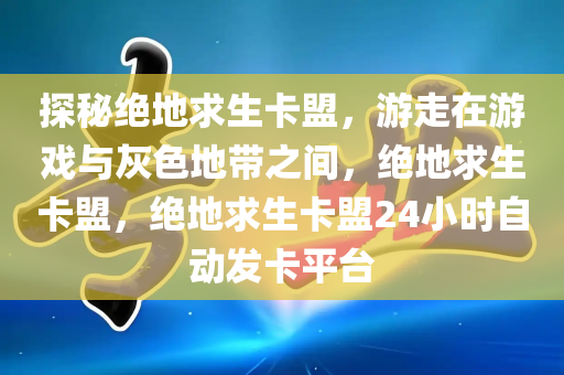 探秘绝地求生卡盟，游走在游戏与灰色地带之间，绝地求生卡盟，绝地求生卡盟24小时自动发卡平台