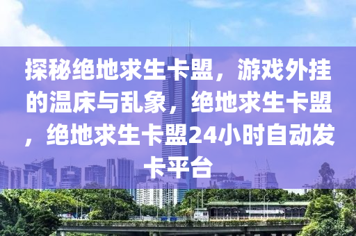 探秘绝地求生卡盟，游戏外挂的温床与乱象，绝地求生卡盟，绝地求生卡盟24小时自动发卡平台