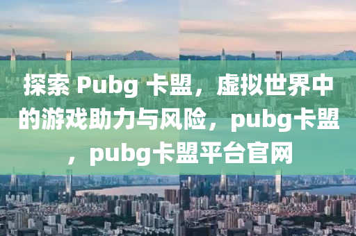 探索 Pubg 卡盟，虚拟世界中的游戏助力与风险，pubg卡盟，pubg卡盟平台官网