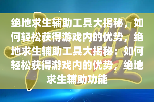 绝地求生辅助工具大揭秘，如何轻松获得游戏内的优势，绝地求生辅助工具大揭秘：如何轻松获得游戏内的优势，绝地求生辅助功能