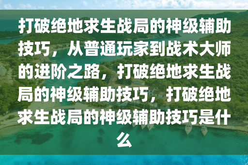 打破绝地求生战局的神级辅助技巧，从普通玩家到战术大师的进阶之路，打破绝地求生战局的神级辅助技巧，打破绝地求生战局的神级辅助技巧是什么