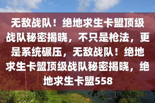无敌战队！绝地求生卡盟顶级战队秘密揭晓，不只是枪法，更是系统碾压，无敌战队！绝地求生卡盟顶级战队秘密揭晓，绝地求生卡盟558