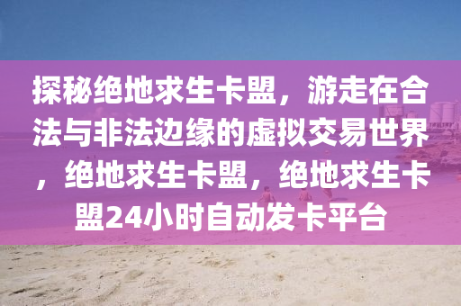 探秘绝地求生卡盟，游走在合法与非法边缘的虚拟交易世界，绝地求生卡盟，绝地求生卡盟24小时自动发卡平台