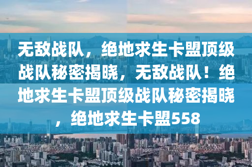 无敌战队，绝地求生卡盟顶级战队秘密揭晓，无敌战队！绝地求生卡盟顶级战队秘密揭晓，绝地求生卡盟558
