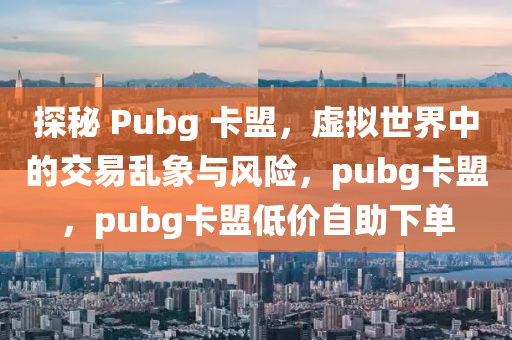 探秘 Pubg 卡盟，虚拟世界中的交易乱象与风险，pubg卡盟，pubg卡盟低价自助下单