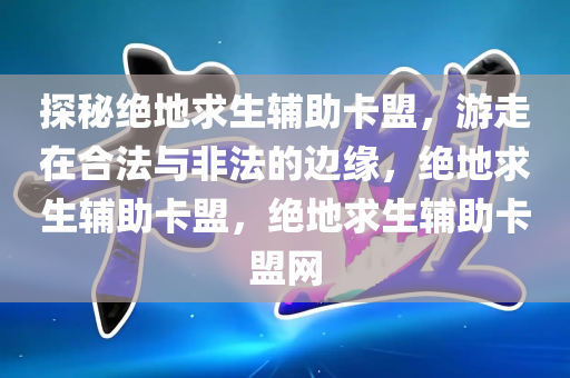 探秘绝地求生辅助卡盟，游走在合法与非法的边缘，绝地求生辅助卡盟，绝地求生辅助卡盟网