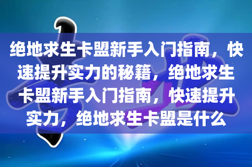 绝地求生卡盟新手入门指南，快速提升实力的秘籍，绝地求生卡盟新手入门指南，快速提升实力，绝地求生卡盟是什么