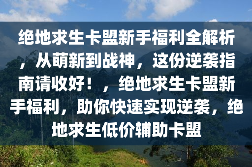 绝地求生卡盟新手福利全解析，从萌新到战神，这份逆袭指南请收好！，绝地求生卡盟新手福利，助你快速实现逆袭，绝地求生低价辅助卡盟