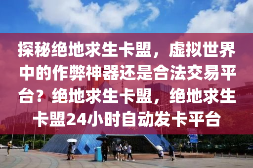 探秘绝地求生卡盟，虚拟世界中的作弊神器还是合法交易平台？绝地求生卡盟，绝地求生卡盟24小时自动发卡平台
