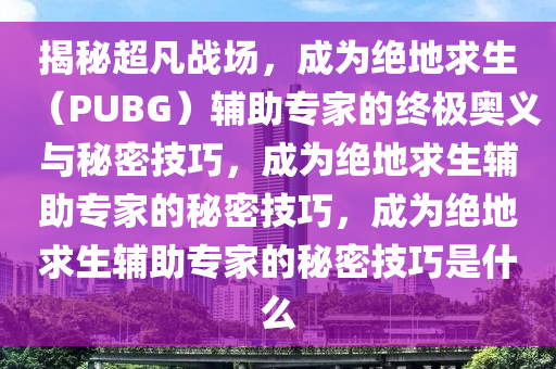 揭秘超凡战场，成为绝地求生（PUBG）辅助专家的终极奥义与秘密技巧，成为绝地求生辅助专家的秘密技巧，成为绝地求生辅助专家的秘密技巧是什么