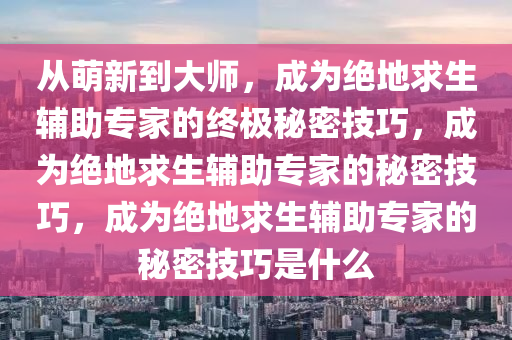 从萌新到大师，成为绝地求生辅助专家的终极秘密技巧，成为绝地求生辅助专家的秘密技巧，成为绝地求生辅助专家的秘密技巧是什么