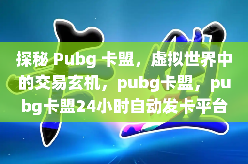 探秘 Pubg 卡盟，虚拟世界中的交易玄机，pubg卡盟，pubg卡盟24小时自动发卡平台