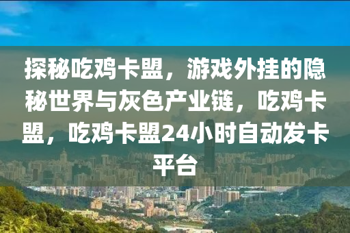 探秘吃鸡卡盟，游戏外挂的隐秘世界与灰色产业链，吃鸡卡盟，吃鸡卡盟24小时自动发卡平台