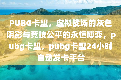 PUBG卡盟，虚拟战场的灰色阴影与竞技公平的永恒博弈，pubg卡盟，pubg卡盟24小时自动发卡平台