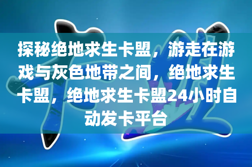 探秘绝地求生卡盟，游走在游戏与灰色地带之间，绝地求生卡盟，绝地求生卡盟24小时自动发卡平台