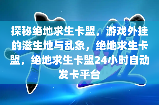 探秘绝地求生卡盟，游戏外挂的滋生地与乱象，绝地求生卡盟，绝地求生卡盟24小时自动发卡平台