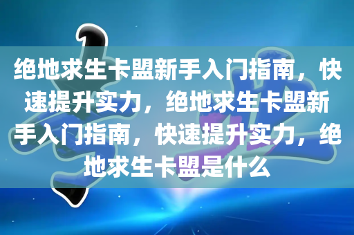 绝地求生卡盟新手入门指南，快速提升实力，绝地求生卡盟新手入门指南，快速提升实力，绝地求生卡盟是什么