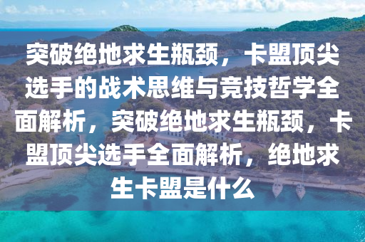 突破绝地求生瓶颈，卡盟顶尖选手的战术思维与竞技哲学全面解析，突破绝地求生瓶颈，卡盟顶尖选手全面解析，绝地求生卡盟是什么