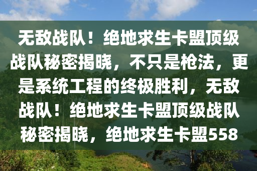 无敌战队！绝地求生卡盟顶级战队秘密揭晓，不只是枪法，更是系统工程的终极胜利，无敌战队！绝地求生卡盟顶级战队秘密揭晓，绝地求生卡盟558