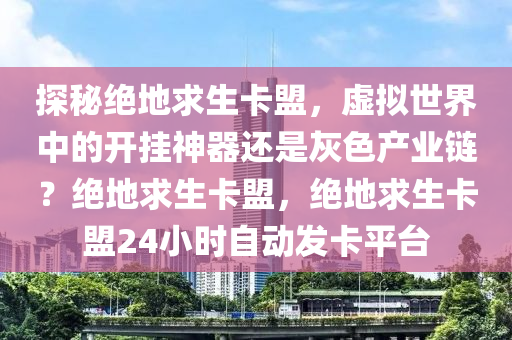 探秘绝地求生卡盟，虚拟世界中的开挂神器还是灰色产业链？绝地求生卡盟，绝地求生卡盟24小时自动发卡平台