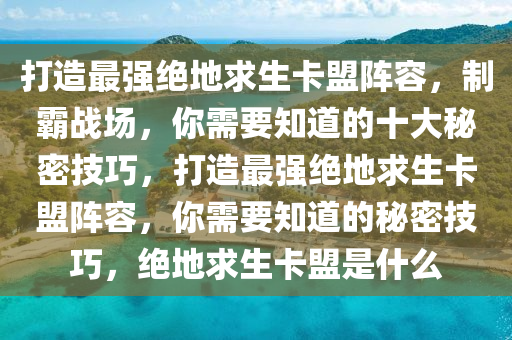 打造最强绝地求生卡盟阵容，制霸战场，你需要知道的十大秘密技巧，打造最强绝地求生卡盟阵容，你需要知道的秘密技巧，绝地求生卡盟是什么