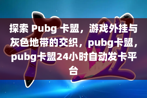 探索 Pubg 卡盟，游戏外挂与灰色地带的交织，pubg卡盟，pubg卡盟24小时自动发卡平台